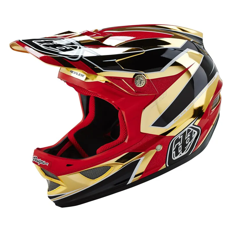2016 Troy Lee Designs D3 Reflex Composite Full Face Helmet Gold Chrome