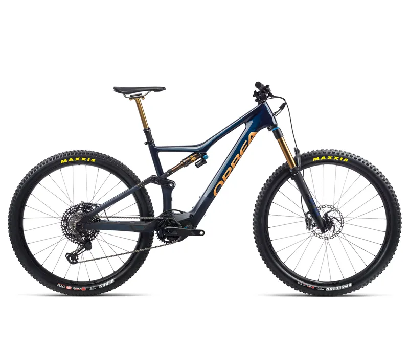 Orbea Rise M Team Carbon 2022 Electric Mountain Bike in Blue Gold