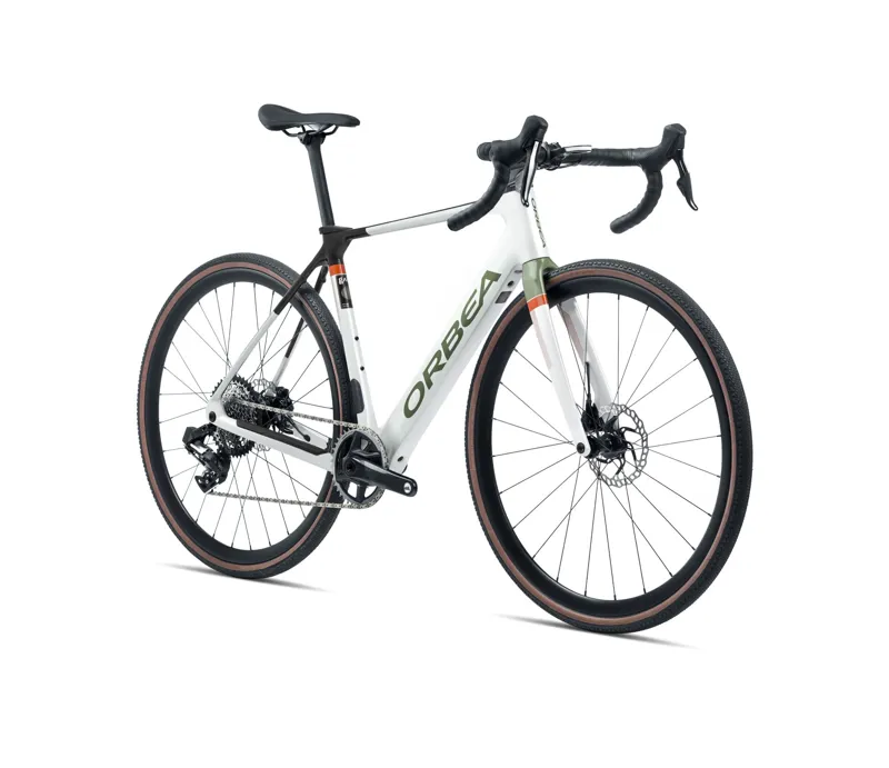 2024 Orbea Gain M30 Carbon Electric Road Bike - White/Green Artichoke-1