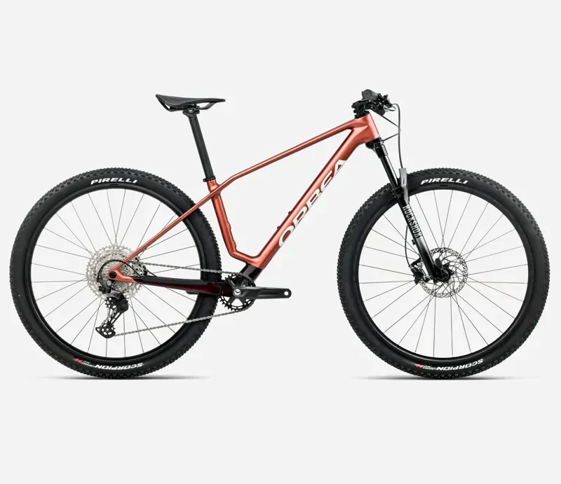 2026 Orbea Alma M50 Mountain Bike in Mars Red/Metallic Burgundy Red
