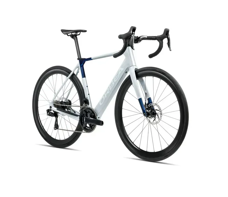 2026 Orbea Gain M20i E-Road Bike In Halo Silver Carbon/Blue Carbon-1