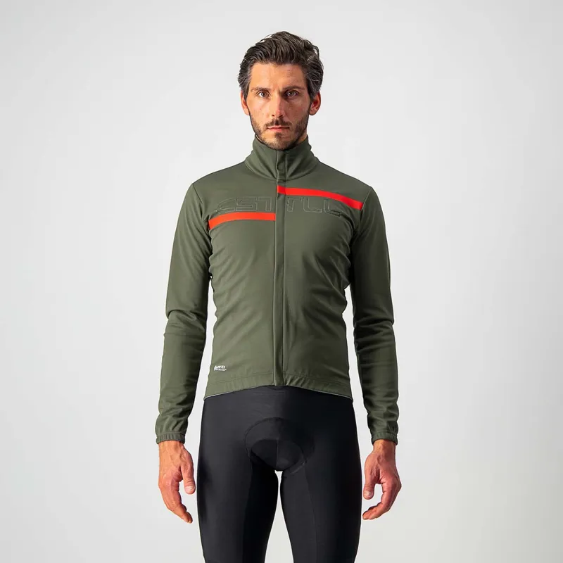 Castelli Transition 2 Jacket in Military Green/Red Reflex
