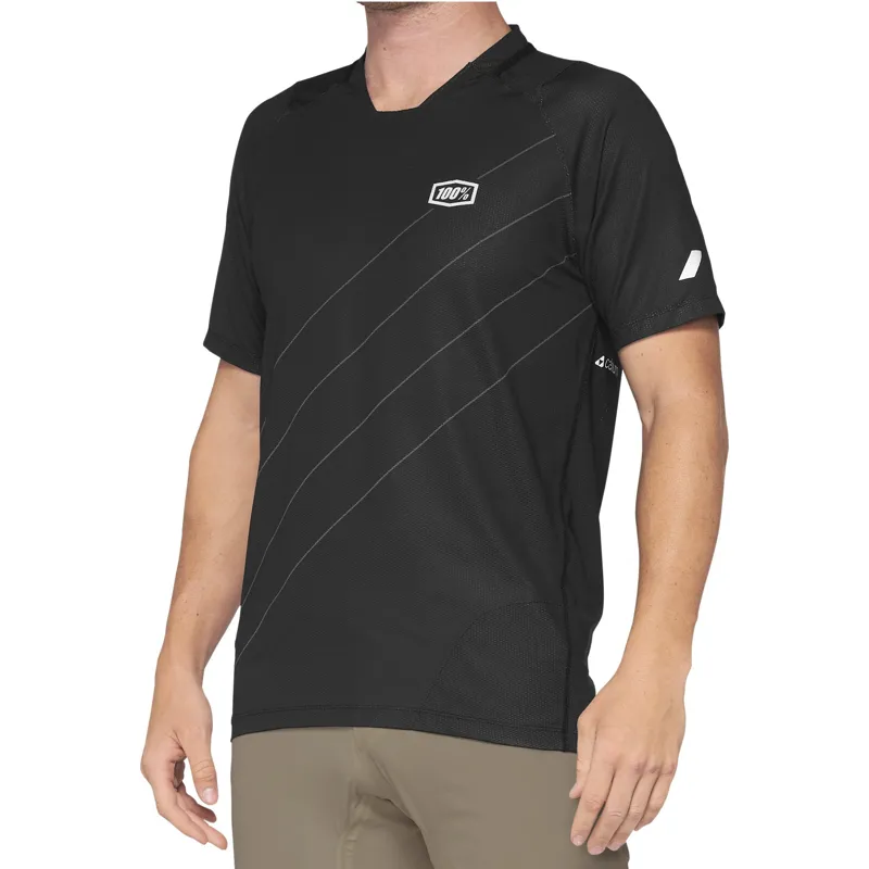 100% Celium Short Sleeve MTB Jersey in Black / Dark Grey