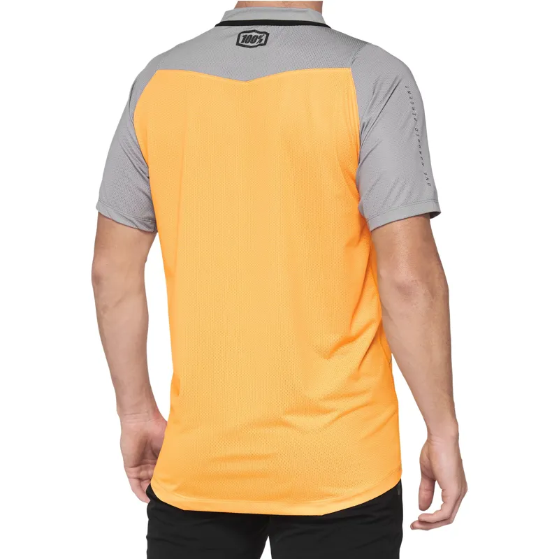 100% Celium Short Sleeve MTB Jersey in Grey / Orange-1