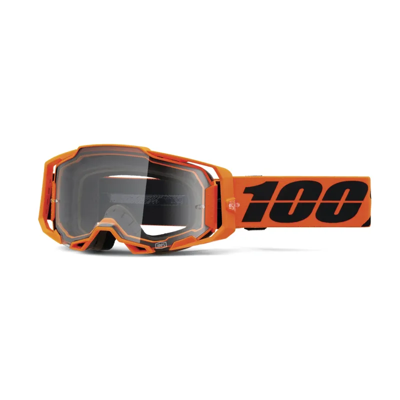 100% Armega Goggles in CW2 Orange with Clear Lens