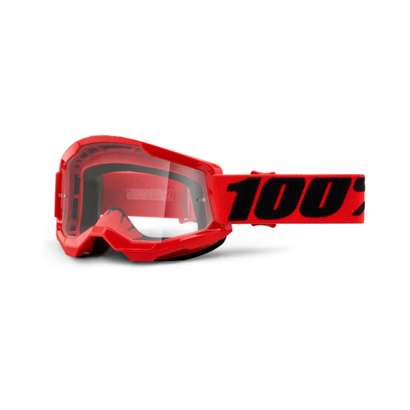 100% Strata 2 Goggles in Red with Clear Lens