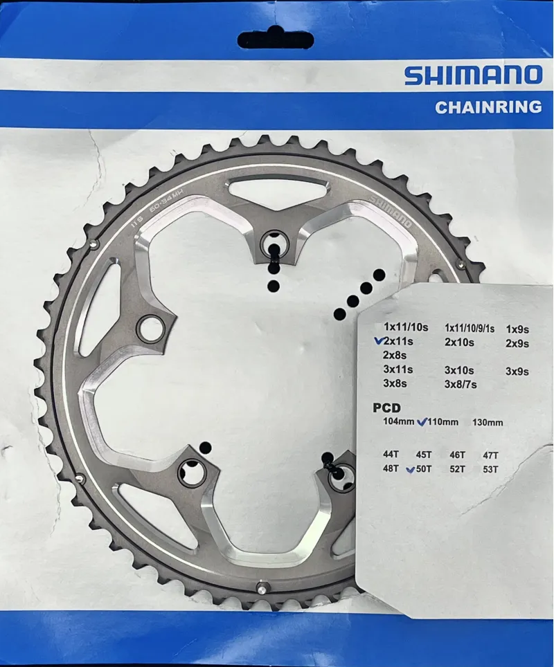 Shimano FC-RS500 11 Speed 50T-MH 5-Bolt Outer Chainring in Silver