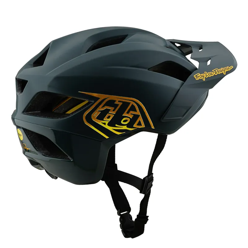 Troy Lee Designs Flowline MIPS Helmet in Point Grey/Gold-2