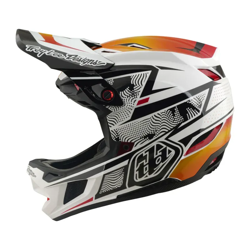 Troy Lee Designs D4 Composite MIPS Helmet - Lined Up in White
