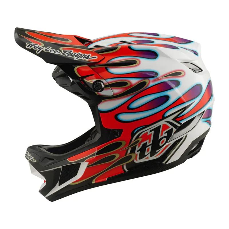 Troy Lee Designs D4 Composite MIPS Helmet - Overspray in White/Red