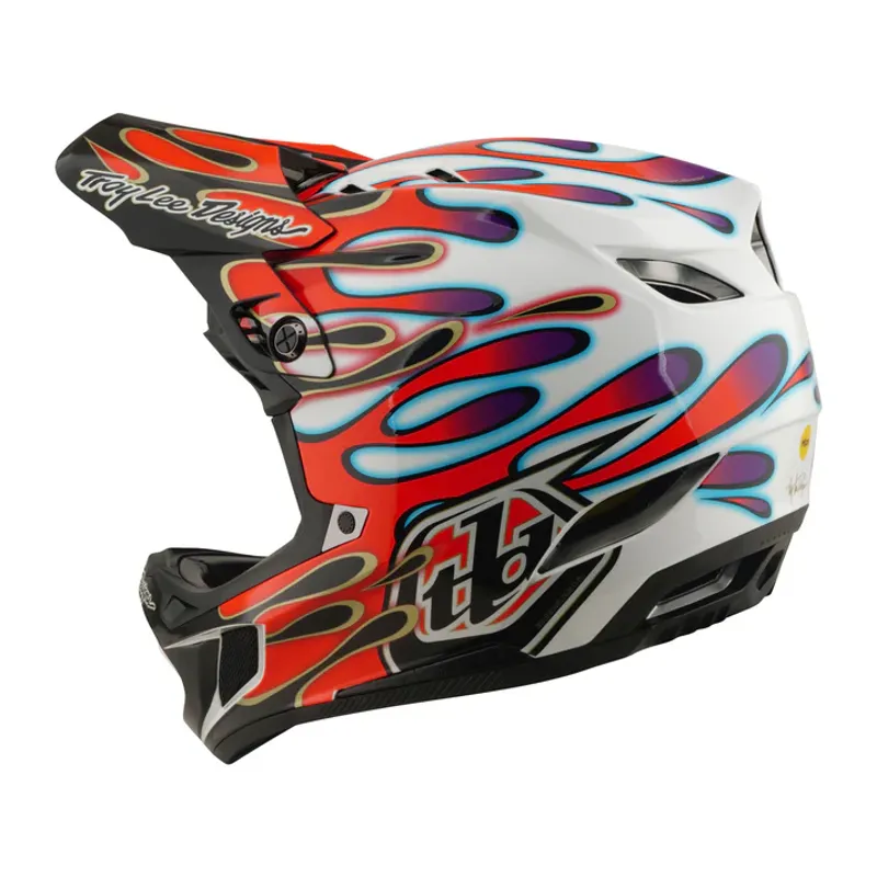 Troy Lee Designs D4 Composite MIPS Helmet - Overspray in White/Red-1