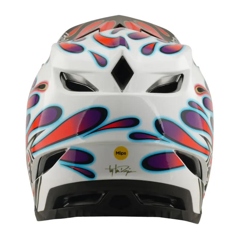 Troy Lee Designs D4 Composite MIPS Helmet - Overspray in White/Red-2