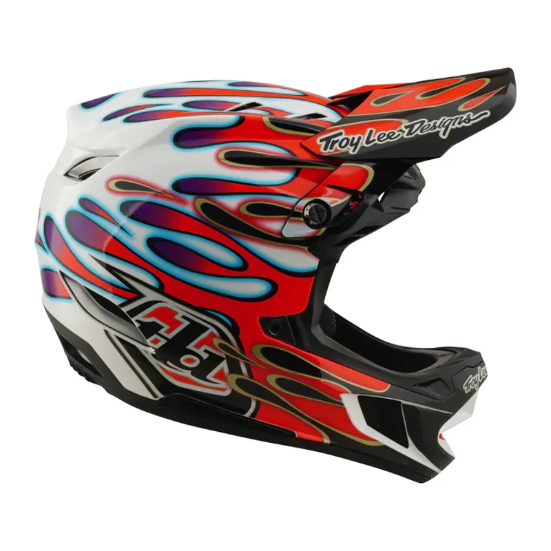 Troy Lee Designs D4 Composite MIPS Helmet - Overspray in White/Red-4