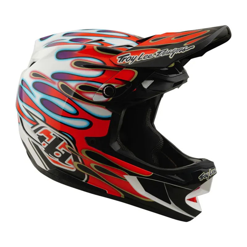 Troy Lee Designs D4 Composite MIPS Helmet - Overspray in White/Red-5