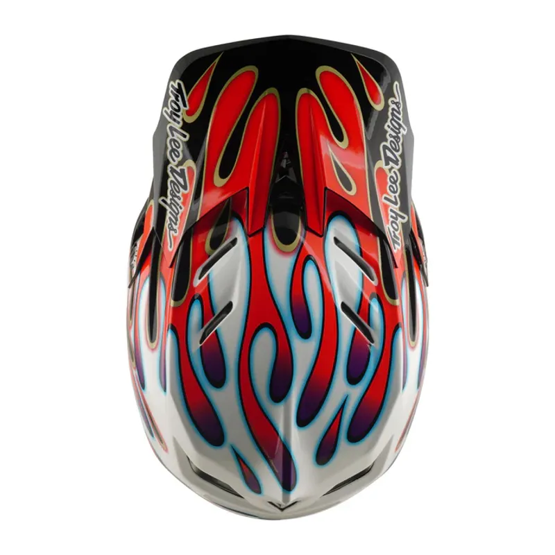 Troy Lee Designs D4 Composite MIPS Helmet - Overspray in White/Red-7