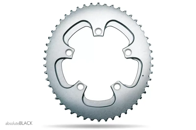 Absolute Black Winter Oval Road Chainring in Grey 110BCD - 4bolt - 50T
