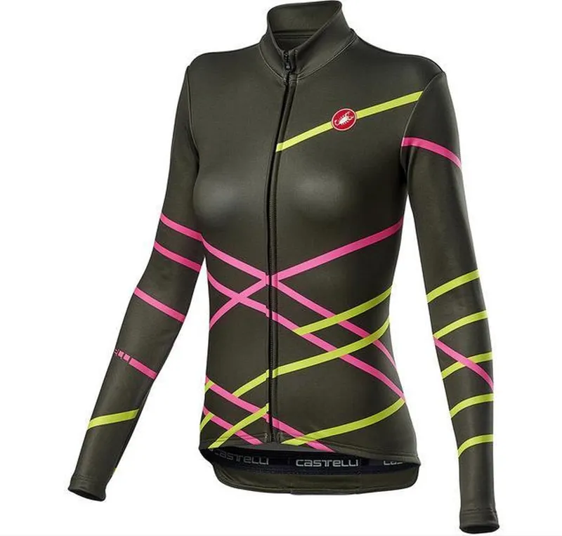 Castelli Diagonal FZ Women's Long Sleeve Jersey - Military Green