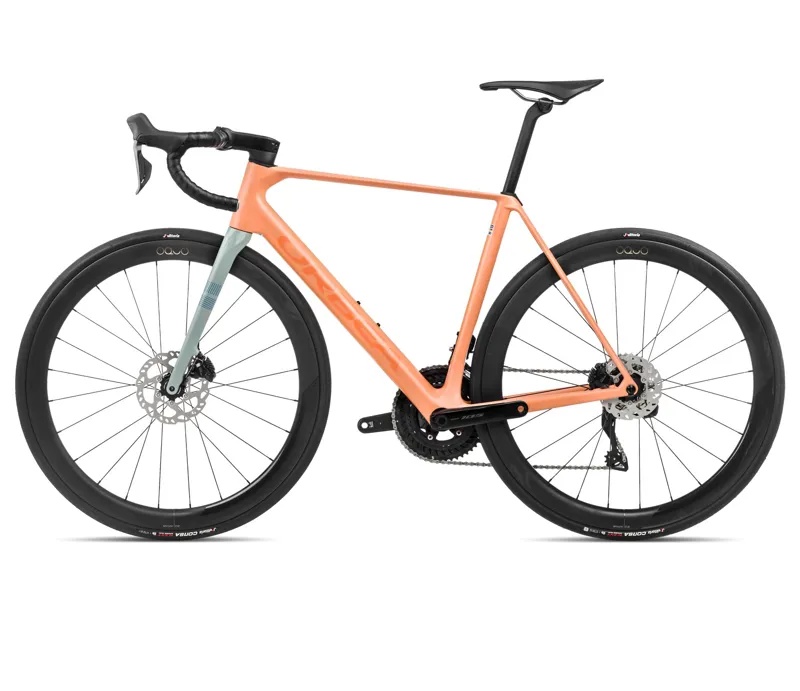 2024 Orbea Orca M30i LTD PWR Road Bike in Orange Cloud/Stone Blue-1