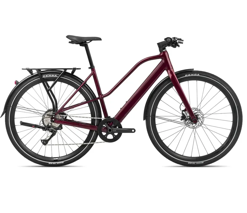 2024 Orbea Vibe Mid H30 EQ Electric Bike in Metallic Burgundy Red