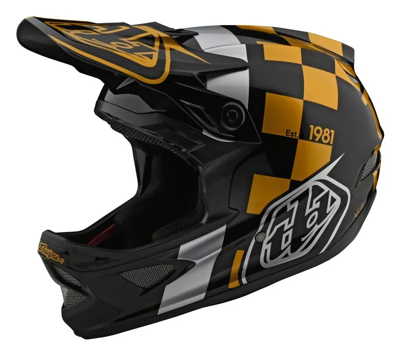 2020 Troy Lee D3 Fiberlite Raceshop Full Face Helmet Black/Gold