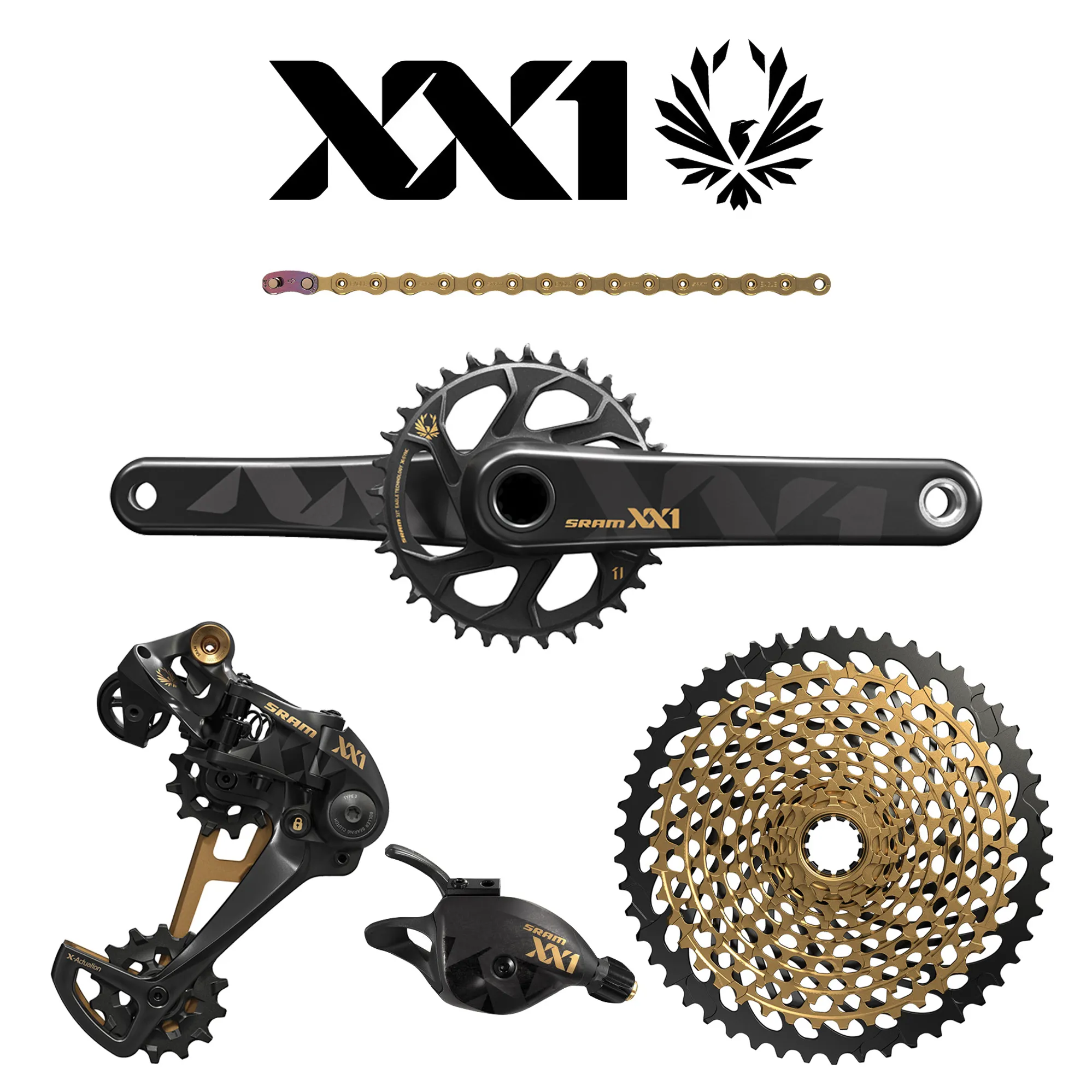 SRAM XX1 Eagle Groupset Gold 12 Speed MTB 10/50 GXP