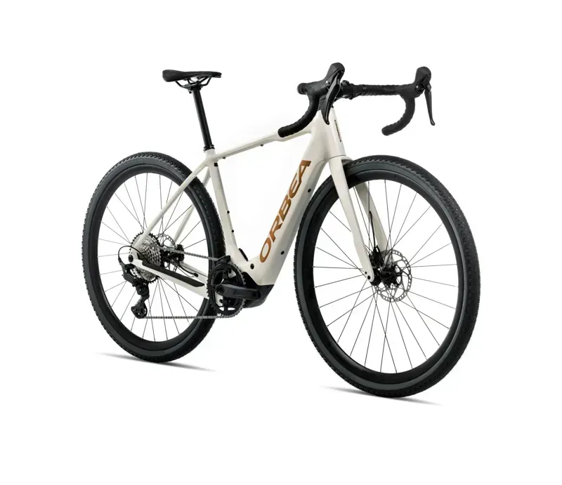 2026 Orbea Denna H50 E-Road Bike in Ivory White Gloss/Titan Gold Gloss-1