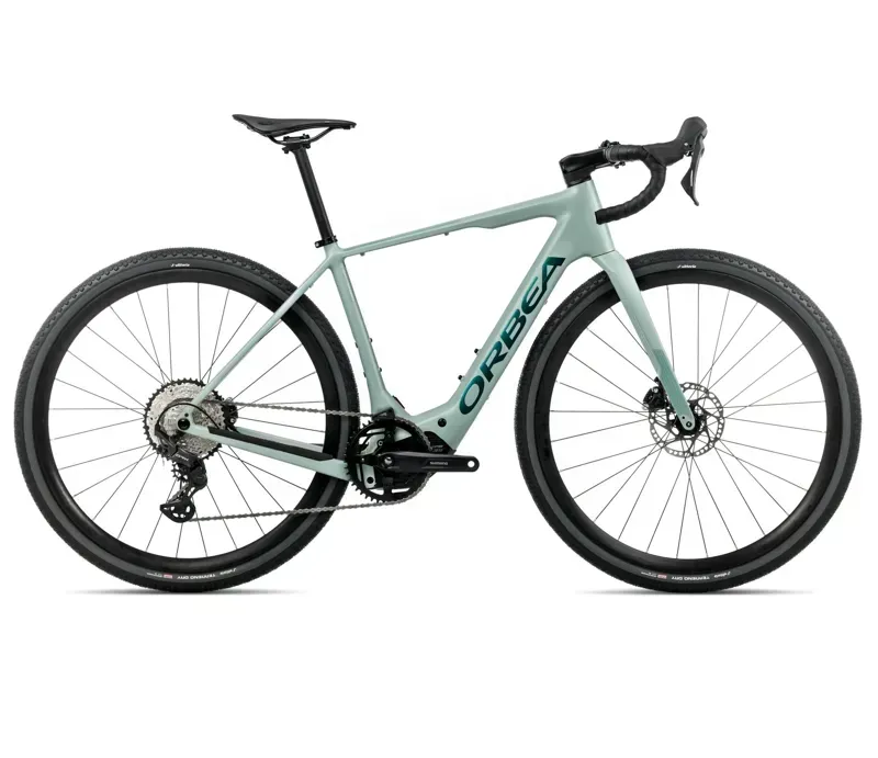 2026 Orbea Denna H30 E-Road Bike in Blue Stone Matt/Escape Green Gloss