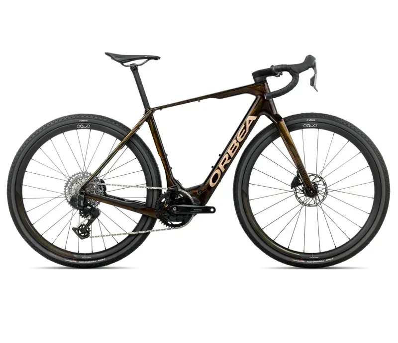 2026 Orbea Denna M31e E-Road Bike In Caramel Carbon View/Golden Sand