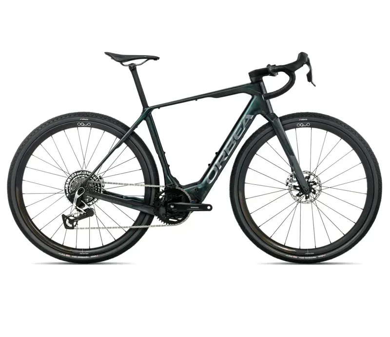 2026 Orbea Denna M11e E-Road Bike In Escape Green Gloss/Foggy Matt