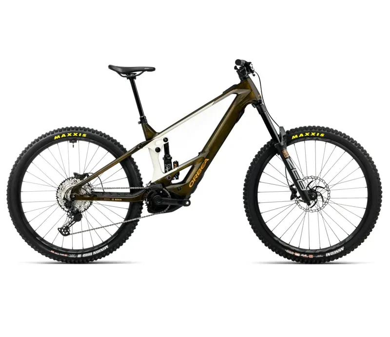 2026 Orbea Wild M20 eMTB in Caramel Carbon View - Cream White Matt