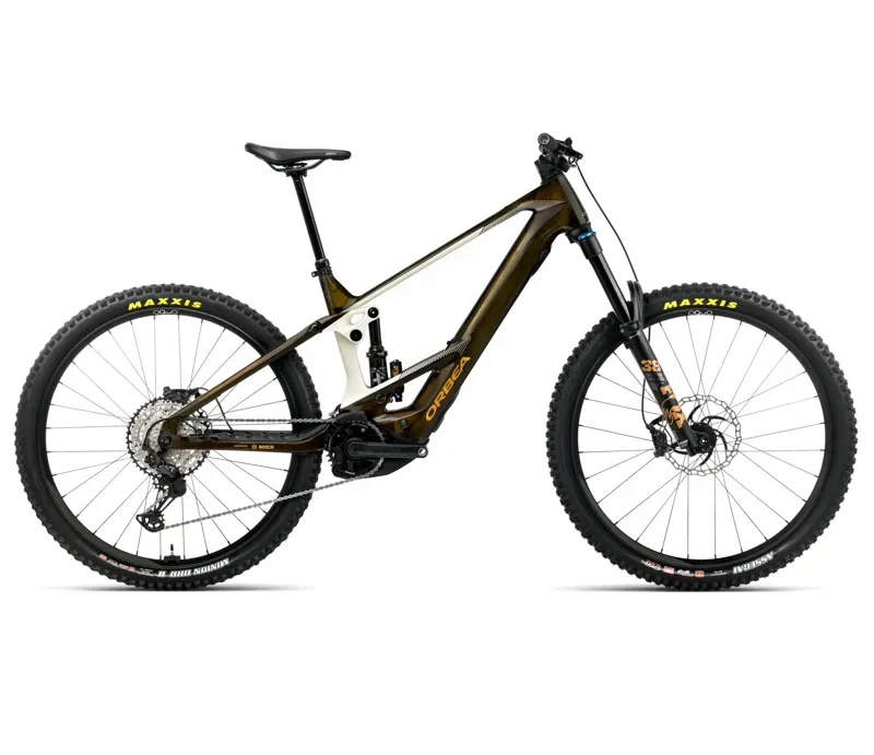 2026 Orbea Wild M10 eMTB in Caramel Carbon View - Cream White Matt