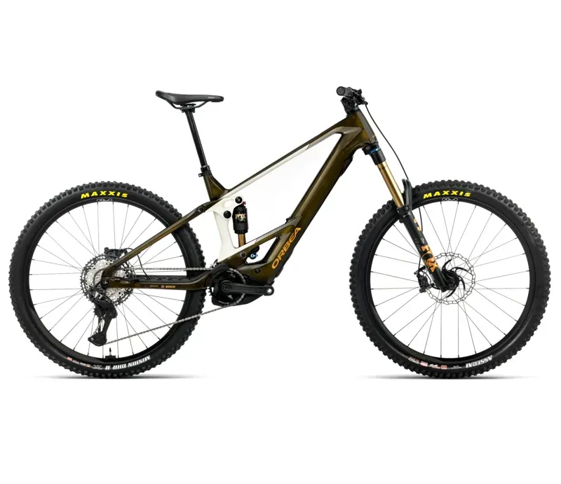 2026 Orbea Wild M-Team eMTB in Caramel Carbon View - Cream White Matt