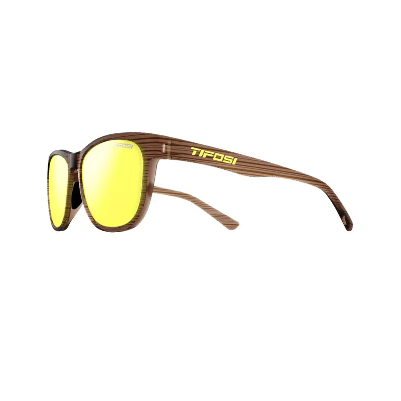 Tifosi Swank Single Lens Sunglasses in Woodgrain / Smoke Yellow Lens
