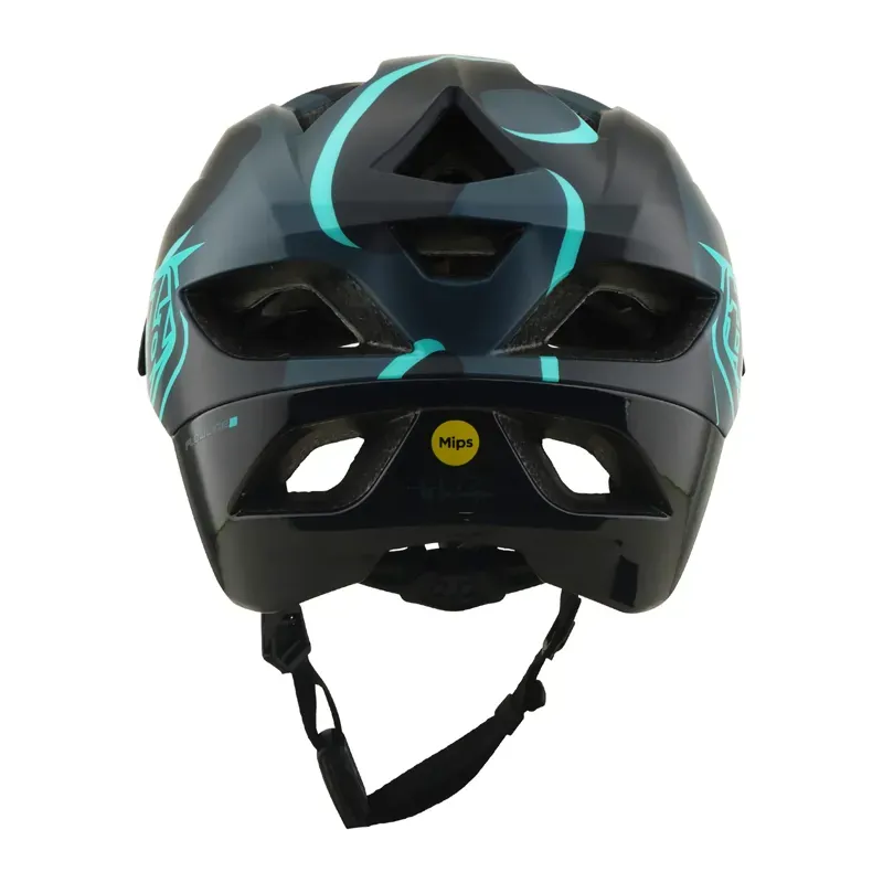Troy Lee Designs Flowline SE MIPS Helmet in Badge - Carbon/Real Teal-3