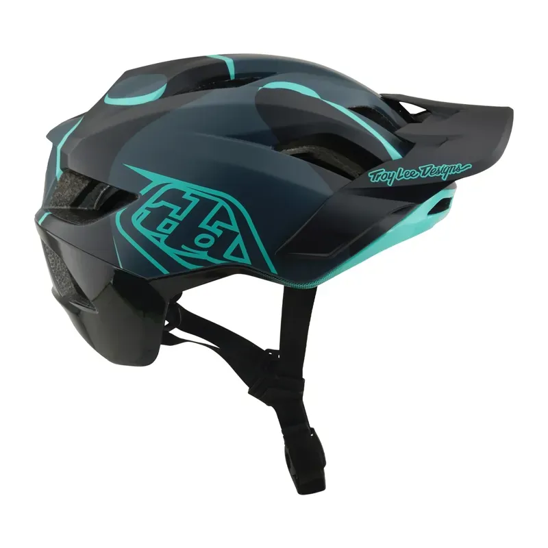 Troy Lee Designs Flowline SE MIPS Helmet in Badge - Carbon/Real Teal-5