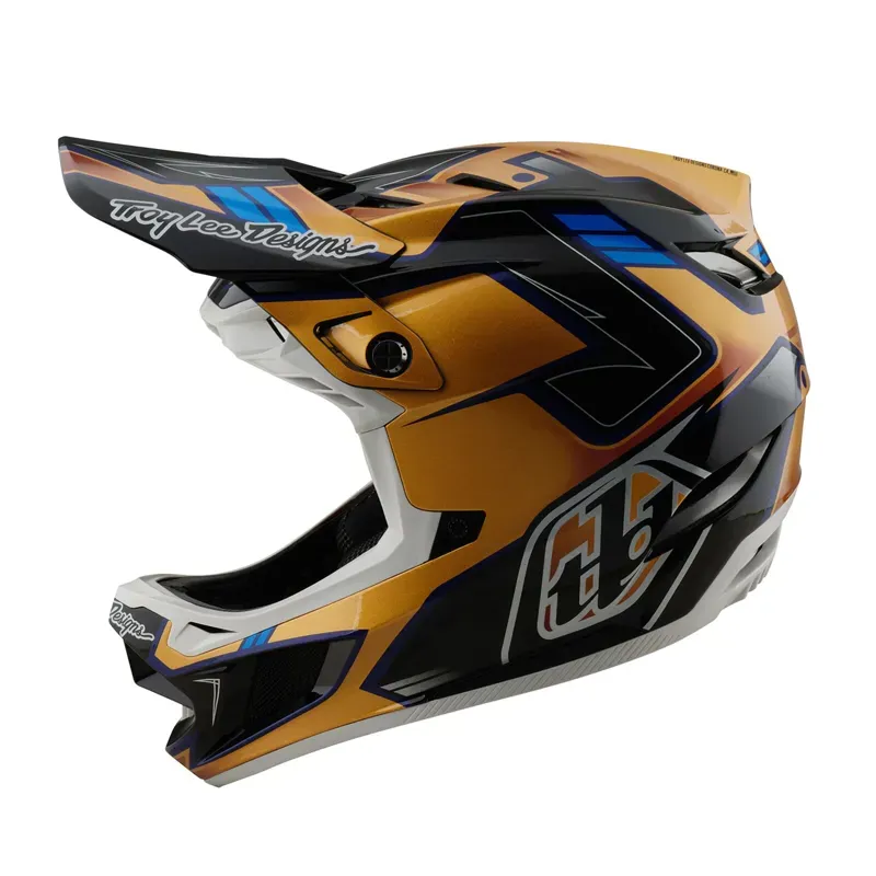 Troy Lee Designs D4 Composite MIPS Helmet in Royalty - Black/Gold