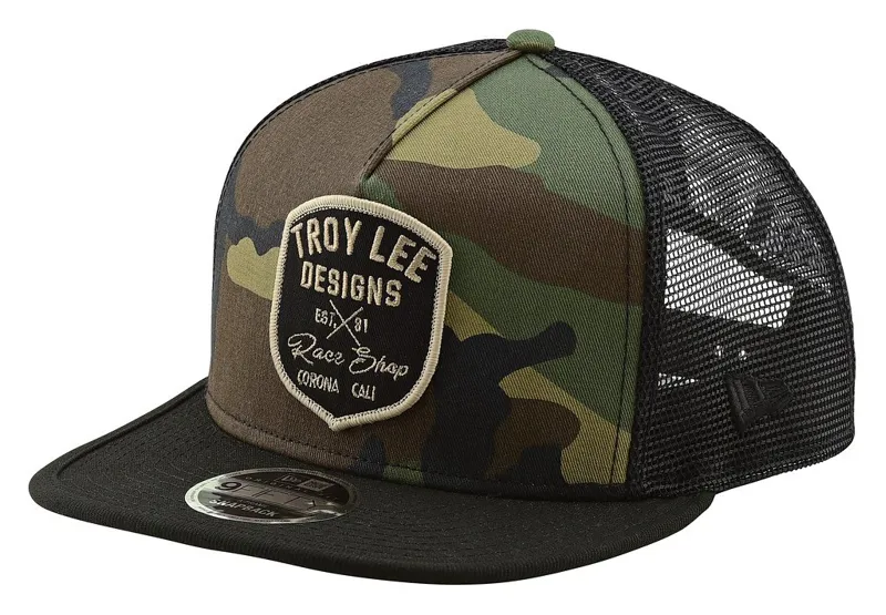 2019 Troy Lee Designs Vintage Race Shop Snapback Cap Camo Green