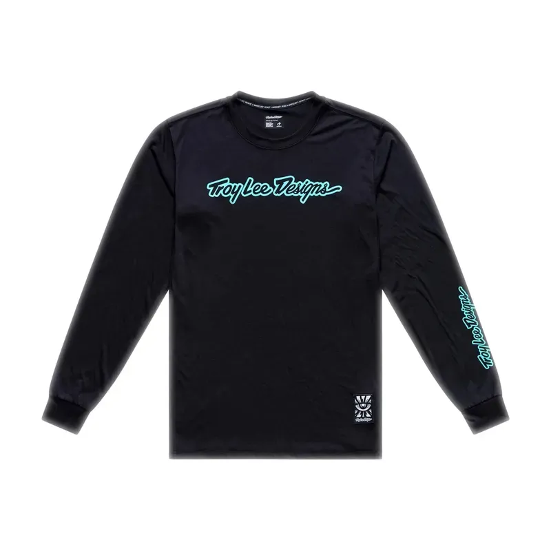 Troy Lee Designs Skyline LS Ride Jersey in Signature Black/Real Teal